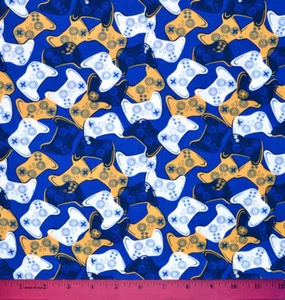 Gaming Gamer Fabric - HALF YARD - 100% Cotton - Sewing Quilting Boys Girls Blue - Picture 1 of 1