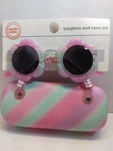 Wonder Nation Sunglass and Case Set Flower Glitter - Picture 1 of 9