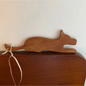 Flache Katze | Holz Kätzchen Deko | über Tür oder Regal Sitzer | Landhausdeko | Pla - Bild 1 von 3