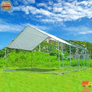 13×10ft Outdoor Walk in Chicken Coop Pet Dog Kennel with Cover Run House Playpen - Picture 1 of 8
