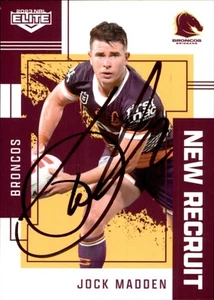 Signed 2023 Brisbane Broncos NRL TLA Elite New Recruit Card - Jock Madden - Picture 1 of 3