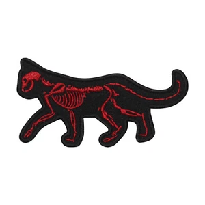 Halloween Cat Skeleton Embroidery Iron on Sew on Patch Badge For Clothes - Picture 1 of 1
