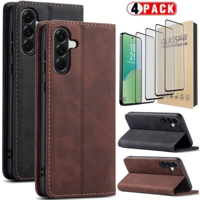 For Samsung Galaxy A06/A26/A36/A56 Magnetic Leather Case Cover /Screen Protector - Image 1 of 4