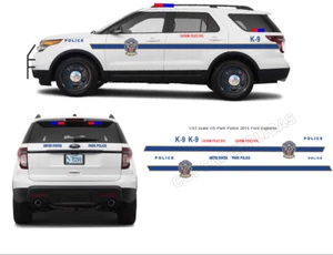 1/43 Scale US Park Police Waterslide Decals For Motormax 2015 Ford Explorer - Picture 1 of 1