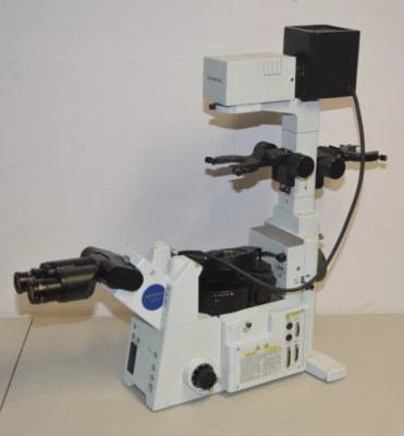 ^ Olympus IX81 Fluorescence Inverted Microscope Model: IX81F #W5989 - Image 1 of 4
