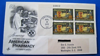UNITED STATES 1972 -  SCOTT #1473   -  FDC  -  PHARMACY - Image 1 of 2
