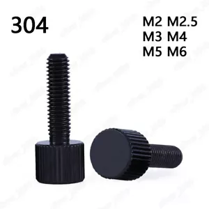 Tornillo de pulgar negro acero inoxidable culata plana arrugada M2 M2.5 M3 M4 M5 M6 - Imagen 1 de 5