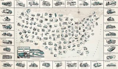 Pictorial Map of America's Products and the Trucks that Carry Them Wall Poster - Image 1 of 3