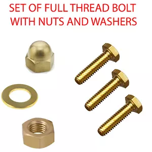 Set bulloni dadi e rondelle M6 OTTONE - bulloni filettati completi DIN 933 - Foto 1 di 5