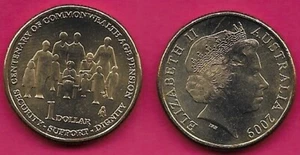 AUSTRALIA 1 DÓLAR 2009 UNC 1 AÑO TIPO, 60 años ciudadanía australiana, retratos ar - Imagen 1 de 1