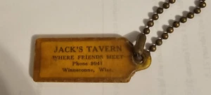 Etiqueta clave Jack's Tavern Winneconne de los años 40-50, WI #1368 - Imagen 1 de 2