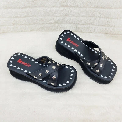 Flip Demonia Goth Slip On Sandals With Skull Studs In House Stock NY DEMONIA - Image 1 of 4