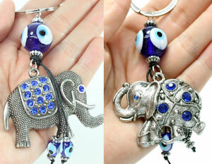 Turkish Blue Evil Eyes Elephant Keychains Key Rings Nice Blessing Religious Gift