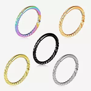 16g Surgical Steel 10mm Sleepers Hinged Clicker Segment Ring Earring Hoop Twist - Picture 1 of 6