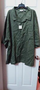 Otto Usa Green Shirt Dress  Size 5XL 3/4 Sleeves Button Front  - Picture 1 of 6