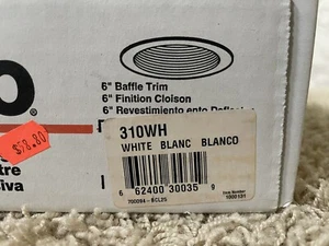 Case of 6 Halo White 6” Baffle Trim Recessed Lighting 310WH New Sealed - Picture 1 of 4