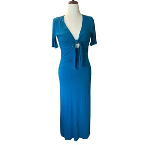 Maxi abito donna Express cravatta davanti in jersey teal tg M - Foto 1 di 5
