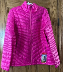 NORTHFACE THERMOBALL NEW OUTDOOR JACKET WOMEN FULL ZIP, LUMINOUS PINK - Picture 1 of 2