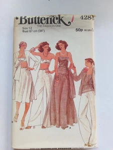 4284 Bandeau Top Pant Gonna Giacca Tg 12 Non Tagliato Vintage Modello Cucito Butterick - Foto 1 di 2
