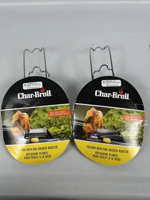 Char-Broil Folding Beer-Can Chicken Roaster Lot Of 2 Stainless Steel New - Image 1 of 2