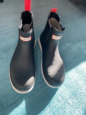 Botas de lluvia impermeables Hunter Original Chelsea para mujer negras/blancas S US-9 UK-8 Foto 1 de 4
