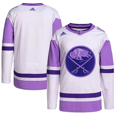 Buffalo Sabre White Purple Hockey Fights Cancer Blank Practice Jersey Fanmade - Image 1 of 2