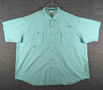 Columbia PFG Button Up Shirt Mens 5X Teal Vented Bahama Performance Fishing Gear - Image 1 of 4