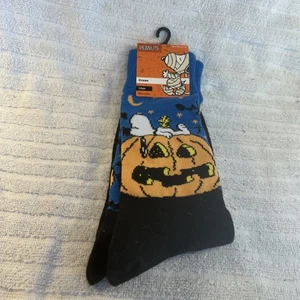 Calcetines Peanuts Snoopy & Woodstock Halloween Calabaza 1 Par Zapato Talla 6-12 - Imagen 1 de 2
