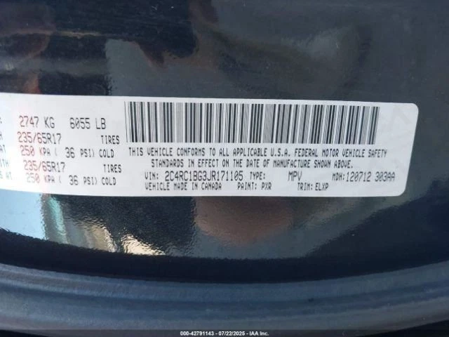 Engine VIN G 8th Digit Gasoline FWD Fits 17-25 PACIFICA 955948 - Image 1 of 4