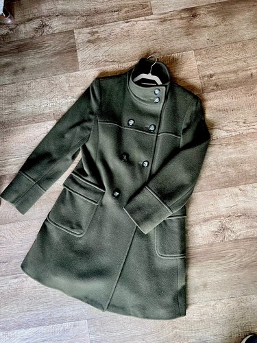 MICHAEL KORS DOPPIOPETTO LANA PEA COAT verde militare nautico taglia 10 invernale
