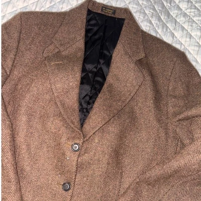 L.L. Bean Vintage Wool Tweed Blazer Men's 44 Brown Herringbone Thinsulate USA - Image 1 of 4