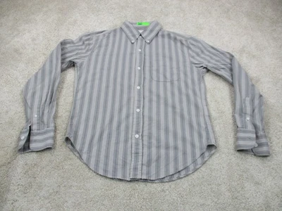 Camisa masculina Band Of Outsiders 2 pequena listrada cinza algodão casual botão para cima EUA - Imagem 1 de 4