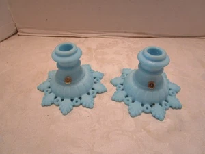 Vintage Westmoreland opaline blue milk glass Candlestick Ring & Petal set 2 1940 - Picture 1 of 16