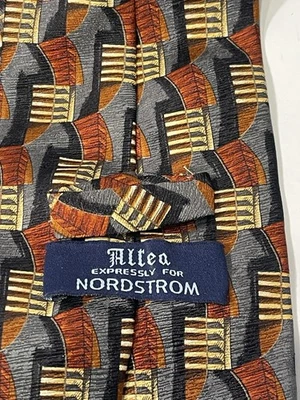 Corbata de seda Altea hecha en Italia patrón geométrico dorado naranja Nordstrom para hombre Foto 1 de 4