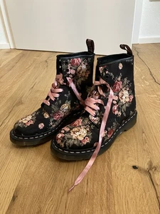 Doc Martens Stiefel Blumenmuster Schwarz Pink Größe 38 - Bild 1 von 4
