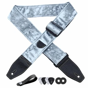 Guitar Strap 2 inch Velvet Guitar Straps with Full Grain Leather End, for Bas... - Picture 1 of 8
