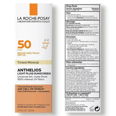 La Roche Posay Anthelios 50 Tinted Mineral Light Fluid Sunscreen Face EXP 04/26+ - Image 1 of 3