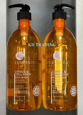 (2-Pack) LUSETA ~ CITRUS & COLLAGEN Energizing Hydrating Formula BODY WASH