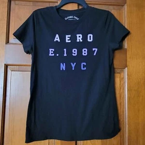 Junior's Size XL Aeropostal Classic Tee Black and Purple - Picture 1 of 4