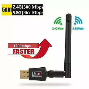 AC1200 Mbps Dual Band 2.4/5Ghz Wireless USB WiFi Network Adapter Antenna 802.11 - Picture 1 of 12
