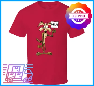Camiseta divertida retro de dibujos animados Help Wiley Coyote Foto 1 de 4