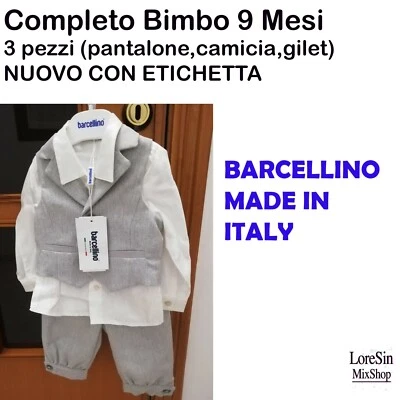 Completo elegante pantalone camicia gilet Bimbo 9 mesi BARCELLINO MADE IN ITALY - Immagine 1 di 4