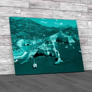Tropical Lagoon Exotic Rock Formation Luxury Teal Canvas Print Large Picture - Picture 1 of 8