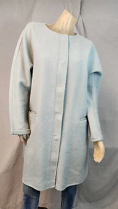 J Jill Solid Light Blue Snap Dress Wool Blend Overcoat Jacket Coat Womens LARGE - Picture 1 of 9