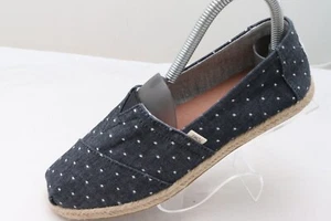 TOMS Espadrillas scarpe basse donna 6 blu navy denim bianco pois classiche - Foto 1 di 13
