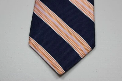 Галстук Tommy Hilfiger темно-синий оранжевый розовый диагональная полоса шелк сделано в США галстук - Изображение 1 из 3