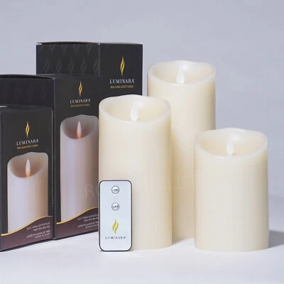 Беспламенные светодиодные аккумуляторные свечи Luminara цвета слоновой кости с движущимся фитилем пультом дистанционного управления ароматизированный воск - Изображение 1 из 4