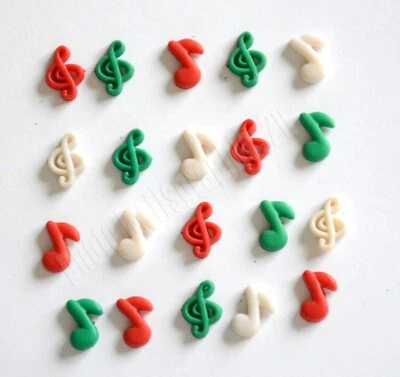 20 Tiny Music Notes & Treble Clefs / Jesse James Dress It Up Holiday / FLAT Back - Image 1 of 2