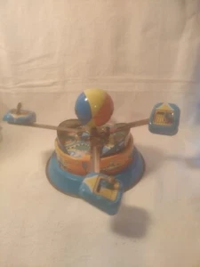 Tin Toy Windup Merry-Go-Round Series W/ Turning Chairs Good Working Condition - Picture 1 of 5