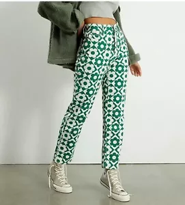 Pacsun Womens Jeans Green Love Daisy Size 23 High Rise Straight Button Fly - Picture 1 of 14